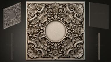 Round decor, rosettes (Panel with a round medallion and acanthus volutes, RZI_000119) 3D models for cnc