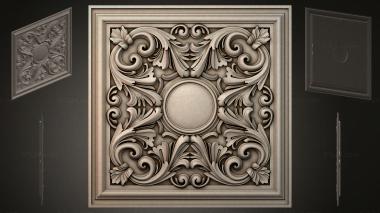 Round decor, rosettes (Square panel with a central rosette and acanthus scrolls, RZI_000131) 3D models for cnc