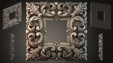 Round decor, rosettes (Ornamental square frame with scrolls and acanthus, RZI_000138) 3D models for cnc