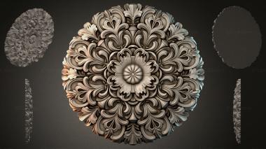 Round decor, rosettes (Classic ceiling rosette with acanthus leaves and a central flower, RZI_000269) 3D models for cnc