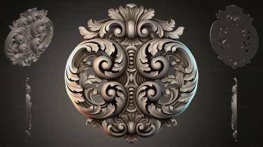 Round decor, rosettes (Symmetrical cartouche with acanthus and volutes, RZI_000278) 3D models for cnc