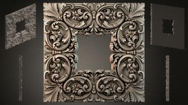 Round decor, rosettes (Square frame with acanthus scrolls and palmettes, RZI_000280) 3D models for cnc
