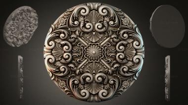 Round decor, rosettes (Round medallion with volutes and shells, RZI_000282) 3D models for cnc