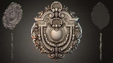Round decor, rosettes (Cartouche with ball and volutes for CNC, RZI_000284) 3D models for cnc