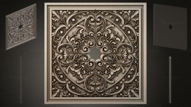 Round decor, rosettes (Square panel with baroque acanthus and volutes, RZI_000294) 3D models for cnc