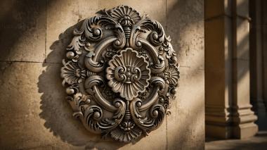 Round decor, rosettes Square ornament with swirls and a shell 3d model