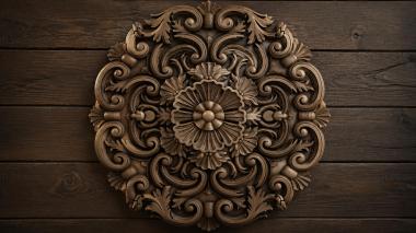 Round decor, rosettes Square rosette with volutes and a central flower 3d model