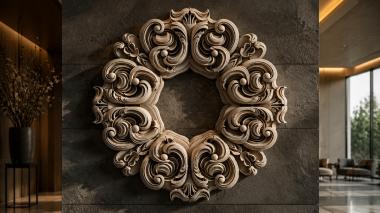 Round decor, rosettes Square frame with volutes and spiral scrolls 3d model