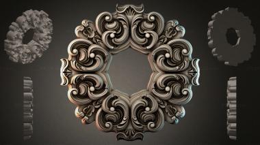 Round decor, rosettes (Square frame with volutes and spiral scrolls, RZI_000309) 3D models for cnc