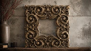 Round decor, rosettes Square frame with volutes and acanthus leaves 3d model
