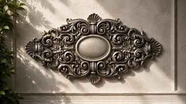 Round decor, rosettes Oval cartouche with scrolls and shells 3d model