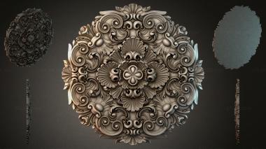 Round decor, rosettes Ornament with swirls and fan leaves 3d model