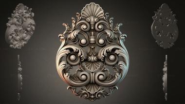 Round decor, rosettes Baroque ornament with scrolls and rosettes 3d model