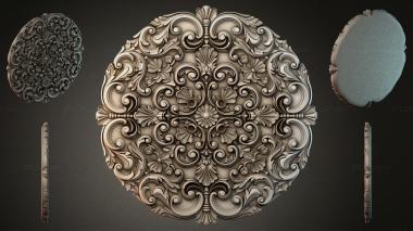 Round decor, rosettes Round ornamental rosette with swirls and floral motifs 3d model