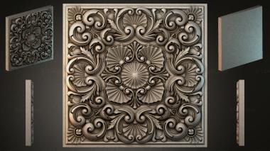 Round decor, rosettes Panel with spirals and sinks 3d model