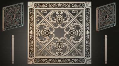 Round decor, rosettes Ornamental ceiling rosette with acanthus and scrolls 3d model