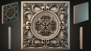 Round decor, rosettes Square ornament with a central rosette and acanthus scrolls 3d model
