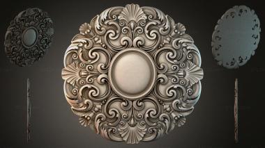 Round decor, rosettes Ornamental rosette with a spiral pattern and a central medallion 3d model