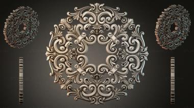 Round decor, rosettes Baroque square ornament with curls and volutes 3d model