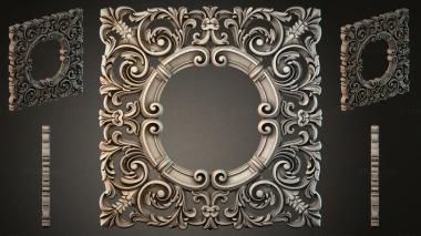 Round decor, rosettes Ornamental round molding with volutes and leaves 3d model