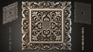 Round decor, rosettes Square ornament with acanthus scrolls and a rosette 3d model
