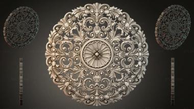 Round decor, rosettes Round ornament with swirls and a shell for CNC 3d model