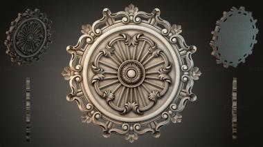 Round decor, rosettes Ceiling ornament with volutes and a radial pattern 3d model