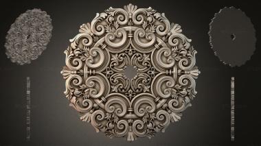 Round decor, rosettes Round spiral ornament with curls 3d model