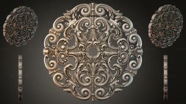 Round decor, rosettes Baroque ornament with volutes and palmettes 3d model