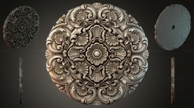 Round decor, rosettes Baroque round ornament with shells and volutes 3d model