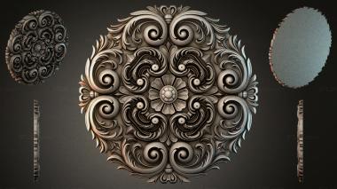 Round decor, rosettes Baroque ornament with volutes and a central flower 3d model