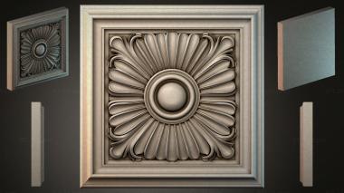 Round decor, rosettes Caisson with a rosette and radial petals 3d model