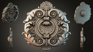 Round decor, rosettes Baroque rosette with volutes and shell 3d model