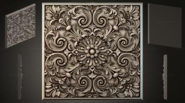 Round decor, rosettes Baroque panel with volutes and a central flower 3d model