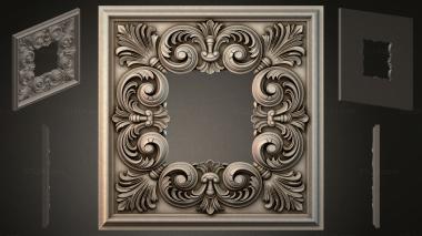 Round decor, rosettes Square Baroque Ornament with Scrolls and Palmettes 3d model