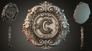 Round decor, rosettes Baroque ornament with volutes and a spiral motif 3d model