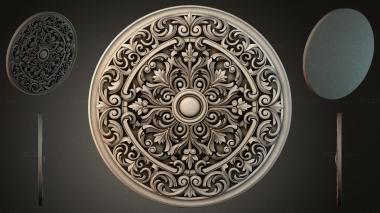 Round decor, rosettes Round rosette with baroque ornament and spiral scrolls 3d model