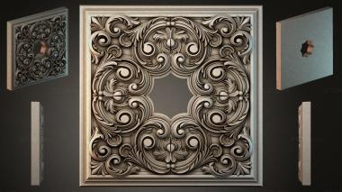 Round decor, rosettes Decorative panel with baroque scrolls and a central cartouche 3d model