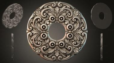 Round decor, rosettes Baroque medallion with acanthus and rosettes 3d model