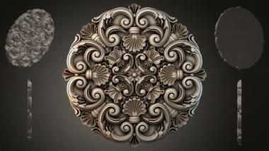 Round decor, rosettes Round panel with volutes and sinks 3d model