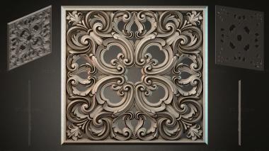 Round decor, rosettes Panel with symmetrical floral ornament and spiral elements 3d model