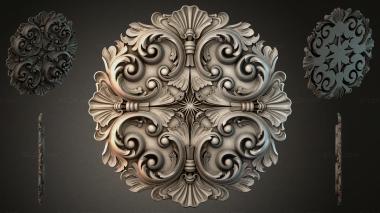 Round decor, rosettes Cartouche with scrolls and palmettes 3d model