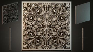 Round decor, rosettes Panel with volutes and floral ornament 3d model