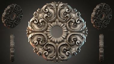 Round decor, rosettes Acanthus rosette with curls for CNC 3d model