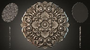Round decor, rosettes Carved medallion with volutes and shells 3d model
