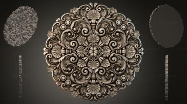 Round decor, rosettes Round rosette with volutes and shells 3d model
