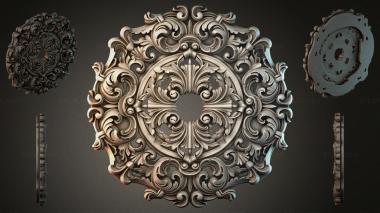 Round decor, rosettes Carved ornament with curls and spirals 3d model