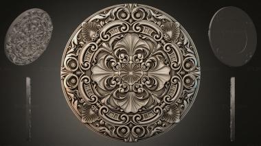 Round decor, rosettes Round rosette with climbing acanthus and radial composition 3d model