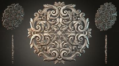 Round decor, rosettes Carved cartouche with acanthus scrolls 3d model