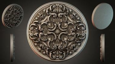 Round decor, rosettes Round rosette with scrolls and shells 3d model